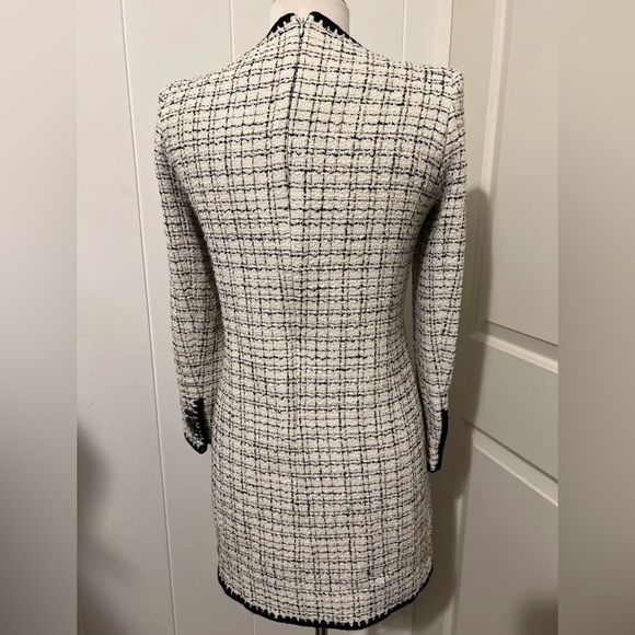 VERONICA BEARD $698 TWEED PALATINE Mini Dress Black White Long‎ Sleeve City Fall - Picture 6 of 10